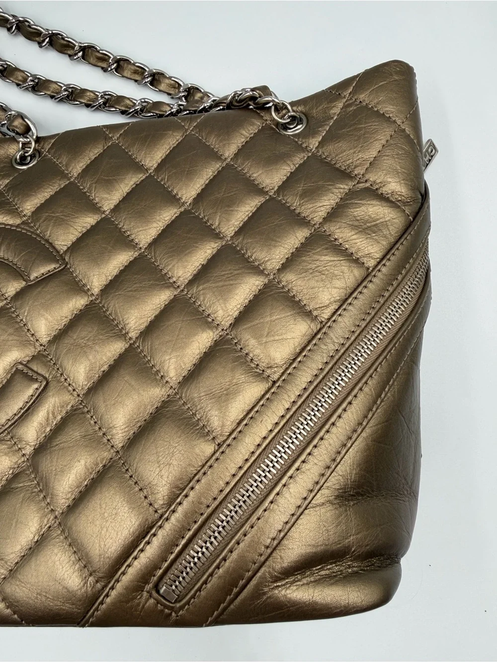 CHANEL vintage metallic cambon tote